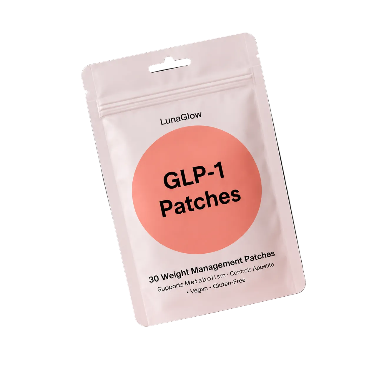 LunaGlow GLP-1 Patches packaging on a black background
